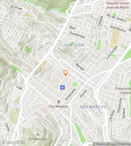 Kart over skattejakt-vandring for UNESCO-skatter i gamle Quito