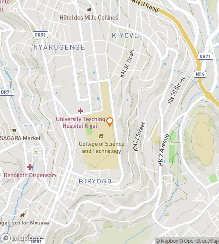 Map of scavenger hunt walking tour for Kigali’s Pillars: The Search for Wisdom and Peace