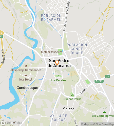 Map of scavenger hunt walking tour for San Pedro de Atacama: Plaza-to-Meteorite Proof Hunt