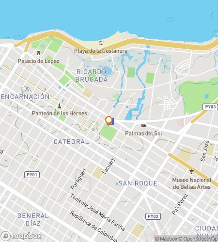 Map of scavenger hunt walking tour for Panteón de los Héroes Quest