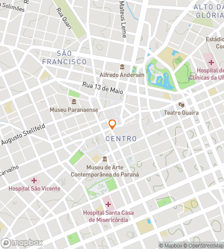 Map of scavenger hunt walking tour for Curitiba Monuments and Marco Zero Quest