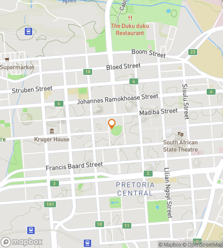 แผนที่ทัวร์เดินล่าสมบัติสำหรับ Pretoria Ghost Hunt Tour