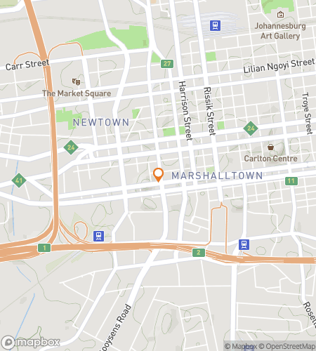 Map of scavenger hunt walking tour for Golden Johannesburg