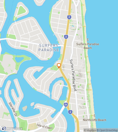 Map of scavenger hunt walking tour for Shadows of Surfers Paradise: A Gold Coast Spooky Hunt