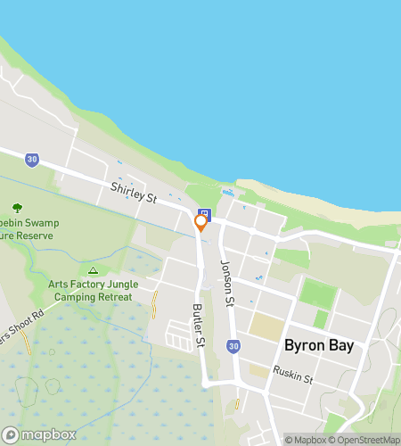 Map of scavenger hunt walking tour for Byron Bay Coastal Cool & Hinterland Hints