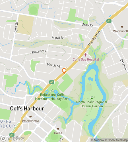 Kaart van de speurtocht wandeltocht voor Coastlines & Clues: The Coffs Harbour Quest