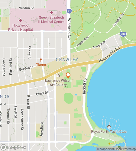 Kartta kaupunkiseikkailukävelykierroksesta "The 1-Mile Quest: UWA’s Landmarks & Legends"