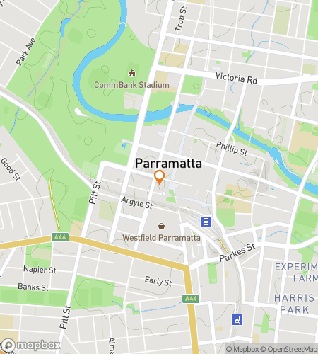 Map of scavenger hunt walking tour for Parramatta Hunt