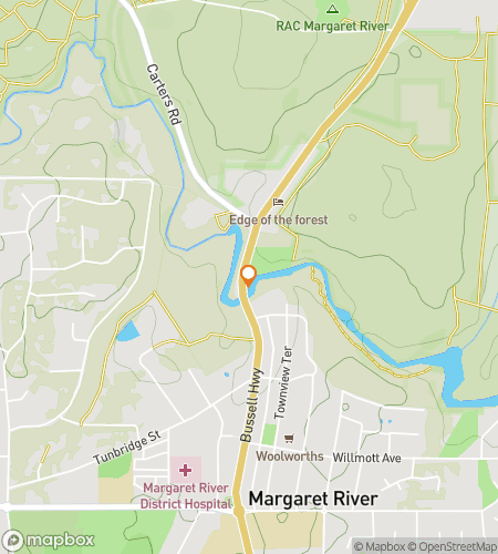 Map of scavenger hunt walking tour for Margaret River Scavenger Hunt