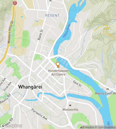 Kaart van de speurtocht wandelroute voor Whangarei Curves & Clockwork Caper