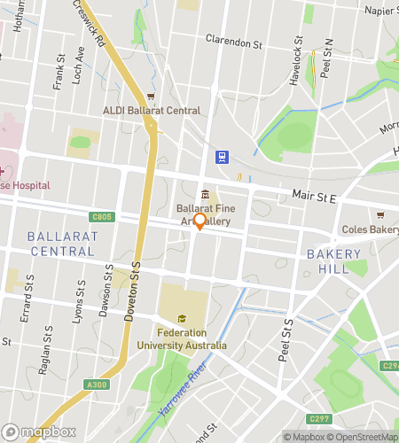 Kaart van de speurtocht wandelroute voor Ballarat Boom & Banks: Historic Trail