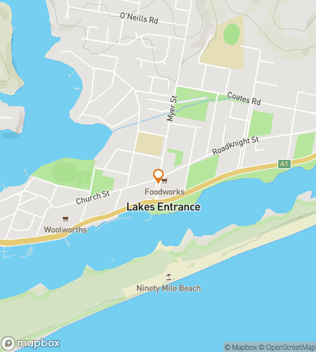 Map of scavenger hunt walking tour for Water You Waiting For? The Lakes Entrance Hunt