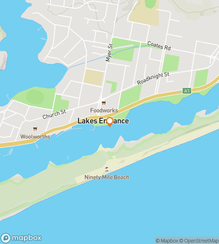 Kaart van speurtocht wandeltocht voor Water You Waiting For? De Lakes Entrance Jacht