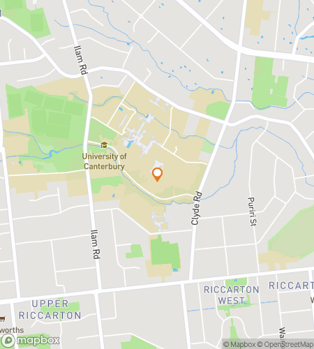 Map of scavenger hunt walking tour for University of Canterbury Hunt