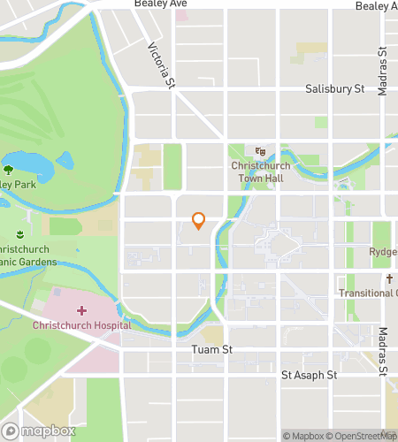 Map of scavenger hunt walking tour for Christchurch: Heritage Heat & Fresh Air