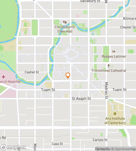 Map of scavenger hunt walking tour for Fear the Bells: The Christchurch Ghost Hunt