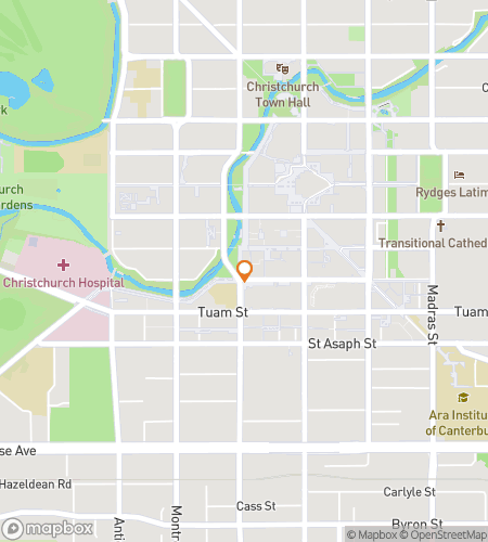 Map of scavenger hunt walking tour for Christchurch Canterbury Region Bar Hunt