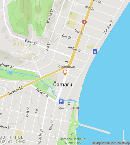 Map of scavenger hunt walking tour for Oamaru and Find Out: A Hunt Through Time and Whimsy