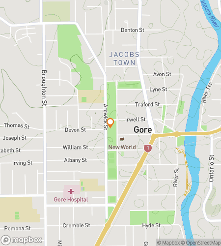 Map of scavenger hunt walking tour for No Guts, No Glory: The Ultimate Gore Quest