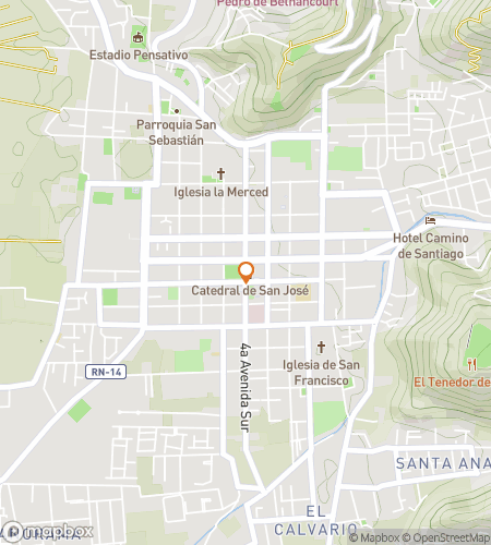 Map of scavenger hunt walking tour for The Majestic Beauty of Antigua Guatemala