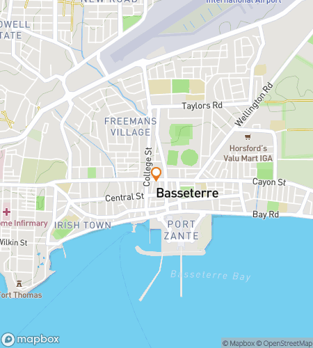 Map of scavenger hunt walking tour for Island Clues: The Basseterre Hunt