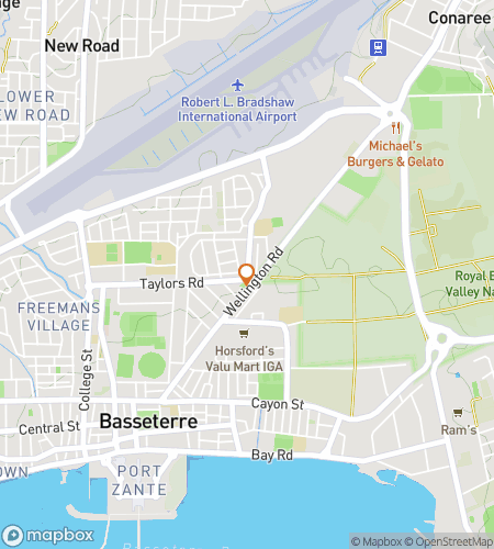 Map of scavenger hunt walking tour for Island Clues: The Basseterre Hunt