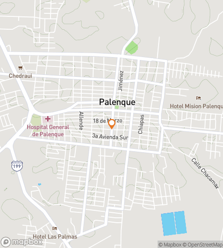 Map of scavenger hunt walking tour for Discovering Palenque: History in the Heart of the Jungle