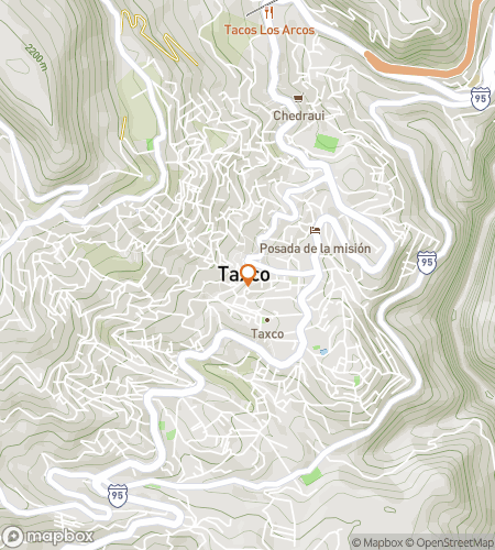 Map of scavenger hunt walking tour for Mountains, Mines & Mysteries of Taxco