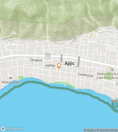 Map of scavenger hunt walking tour for Ajijic's Murals, Markets & Mysteries 