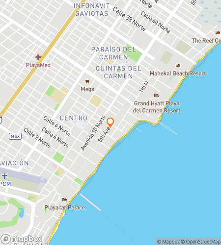 Harta turului pe jos cu vânătoare de comori pentru Pirații de Aur din Playa del Carmen