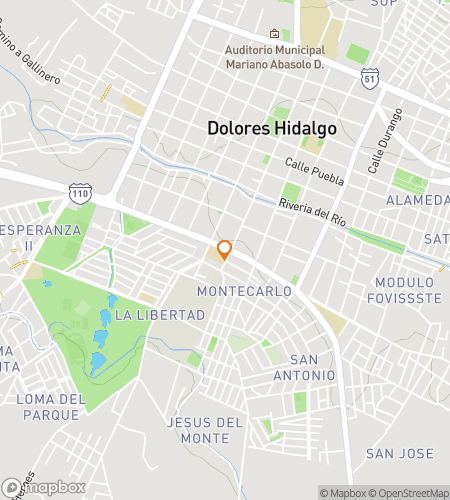 Map of scavenger hunt walking tour for Bells & Beginnings: Discovering Dolores Hidalgo