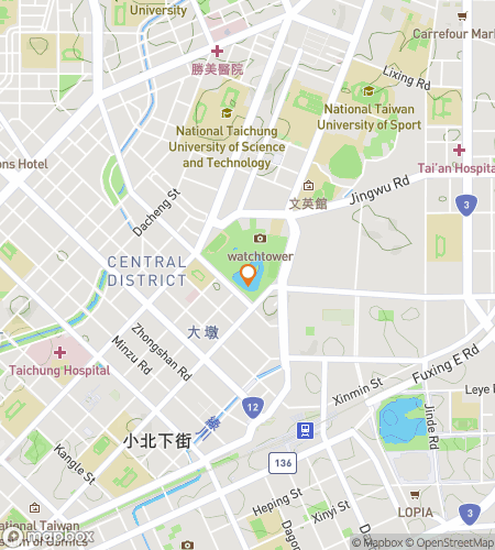 Map of scavenger hunt walking tour for Colorful Clues of Taichung