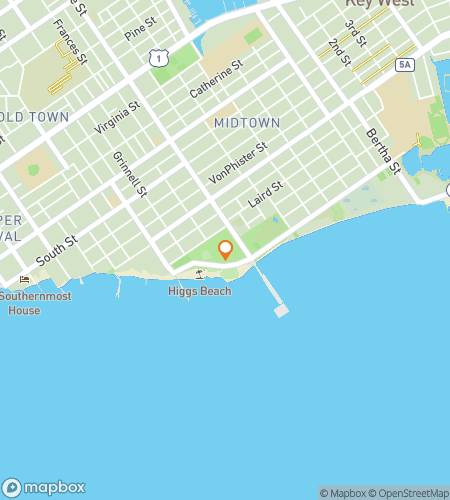 Map of scavenger hunt walking tour for Higgs Beach Park, Key West, Florida