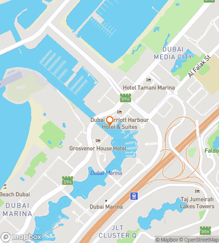 Map of scavenger hunt walking tour for Twists & Towers of Dubai Marina