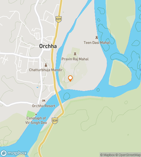 Map of scavenger hunt walking tour for Orchha, India: Courtyard Clues & Kingdom Craft Adventure