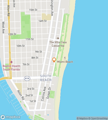 Mapa pěšího scavenger hunt pro Get Sloshed in South Beach