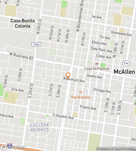 Map of scavenger hunt walking tour for McAllen Scavenger Hunt