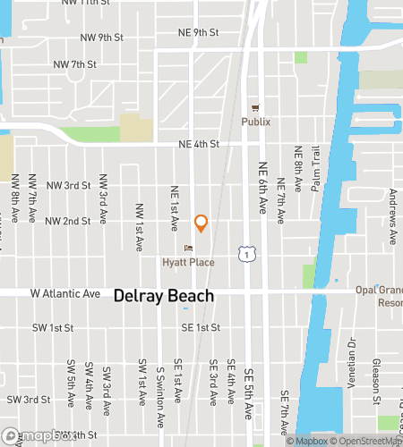 Map of scavenger hunt walking tour for Delray Beach Florida Bar Hunt