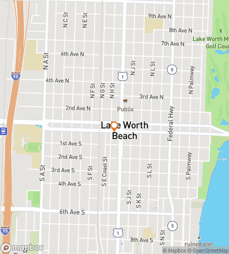 Map of scavenger hunt walking tour for Worth the Wade: The Splashy Lake Worth Hunt