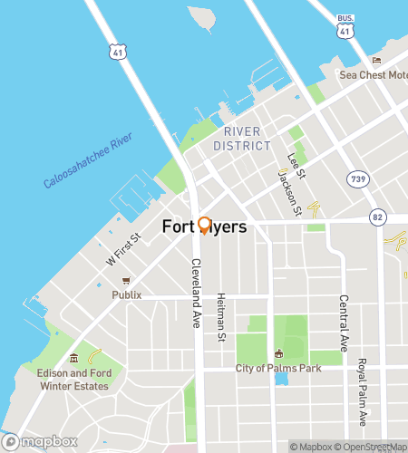 Map of scavenger hunt walking tour for Fort Myers Florida Bar Hunt