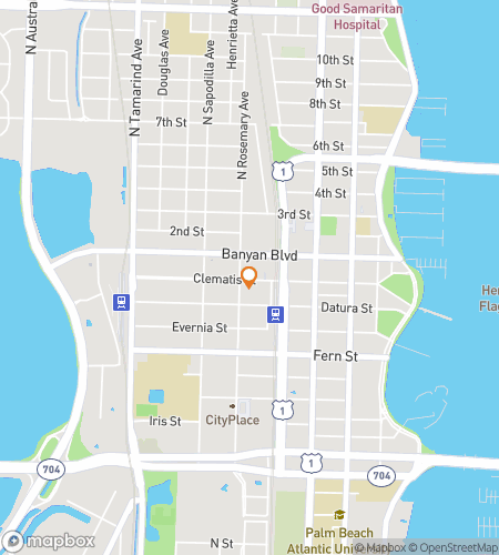 Map of scavenger hunt walking tour for West Palm Beach Florida Bar Hunt