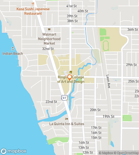 Map of scavenger hunt walking tour for Ringling College of Art and Design Hunt