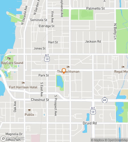 Map of scavenger hunt walking tour for Clearwater Bar Crawl