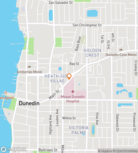 Map of scavenger hunt walking tour for Dunedin Florida Bar Hunt