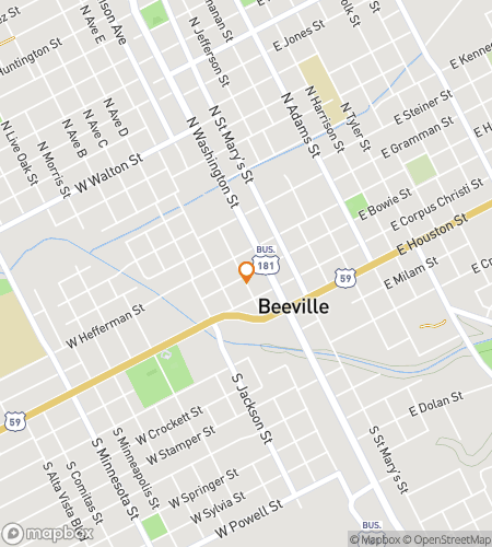 Map of scavenger hunt walking tour for Beeville Buzzin‘ Bonanza Hunt