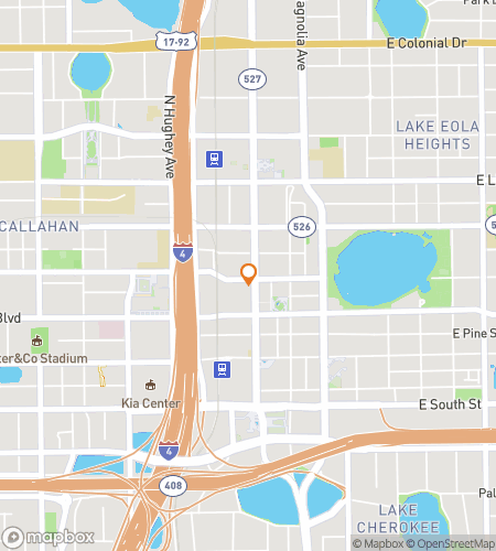 Kartta aarteenmetsästyskierroksesta Orlandon Maagiseen Yöelämän Baarikierrokseen