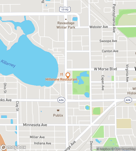 Map of scavenger hunt walking tour for Winter Park Florida Bar Hunt