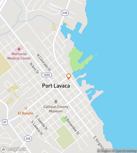 Map of scavenger hunt walking tour for Port Lavaca‘s Coastal Caper Hunt