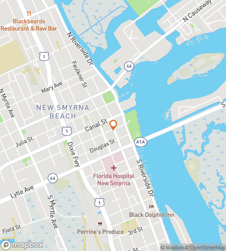 Mapa prohlídky pěšky s lovem na skrýš pro Seas the Adventure: New Smyrna Beach