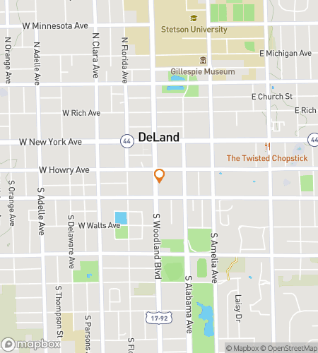 Map of scavenger hunt walking tour for DeLand Ghost Hunt